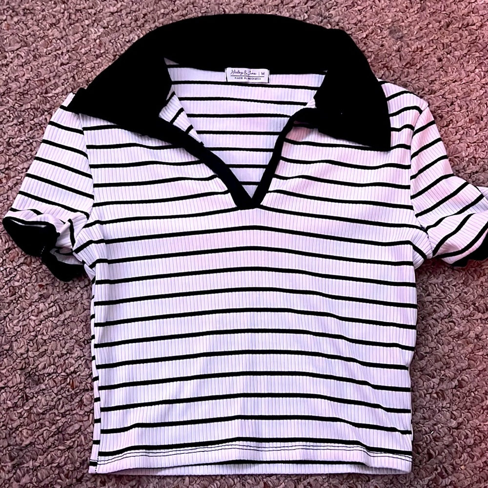 Striped collared top, never worn.